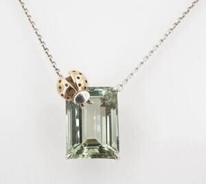Tiffany & Co. Love Bug Necklace Prasiolite Sterling Silver 18k Gold Necklace 20”